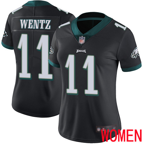 Women Philadelphia Eagles 11 Carson Wentz Black Alternate Vapor Untouchable NFL Jersey Limited Player 100th